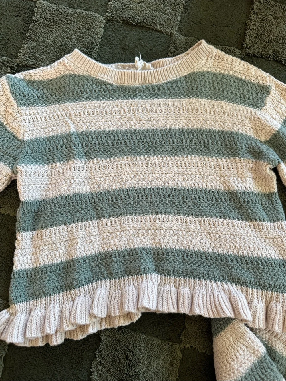 Jessica Simpson Striped Knit Pajama Set - Sage & Cream